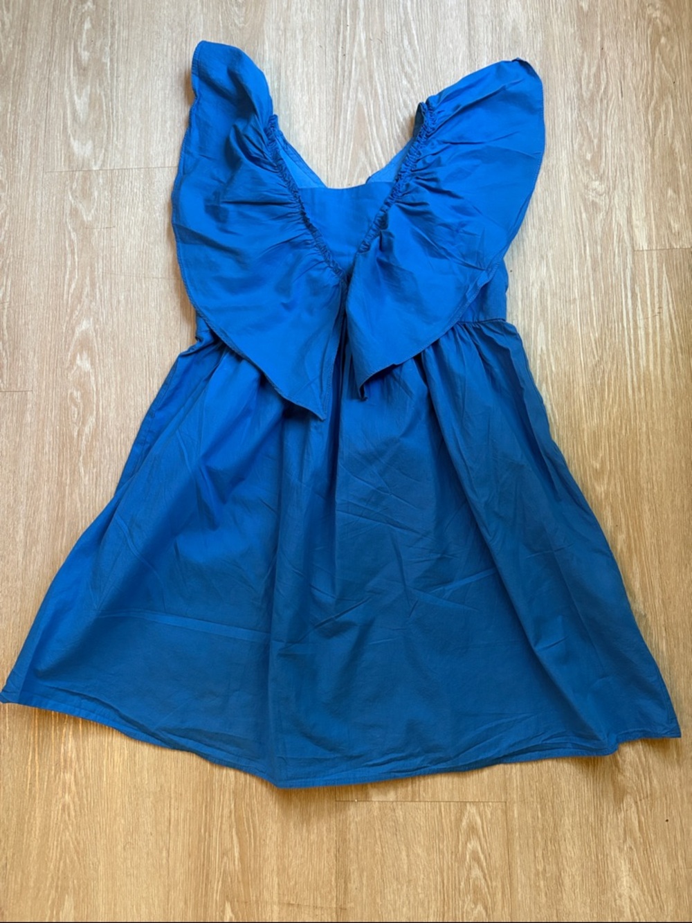 Zara Bright Blue Ruffle Sleeve Casual Dress